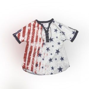 American pride flag star spangled shirt tied up unique handmade women’s XL NWOT